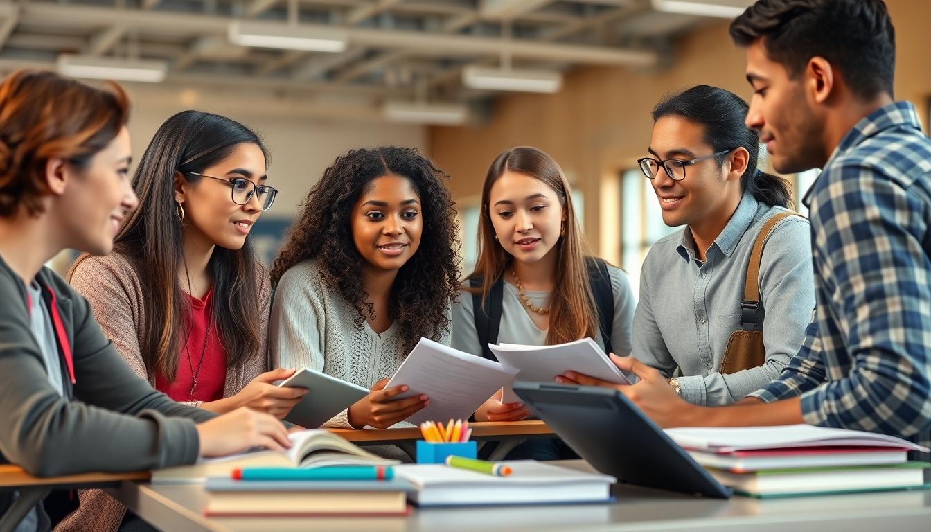 Students collaborating in study space